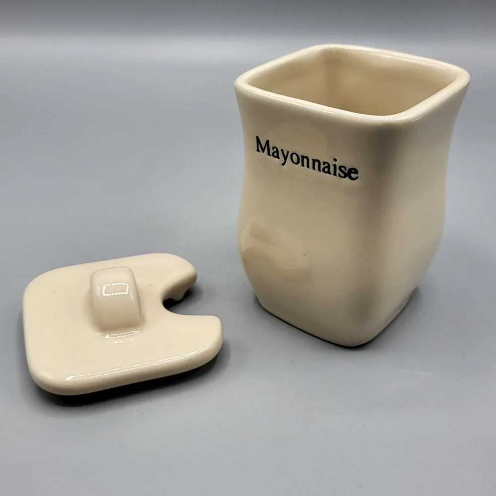 Longaberger Mayonnaise Jar Ceramic Condiment Pot Lid Cream Farmhouse Replacement
